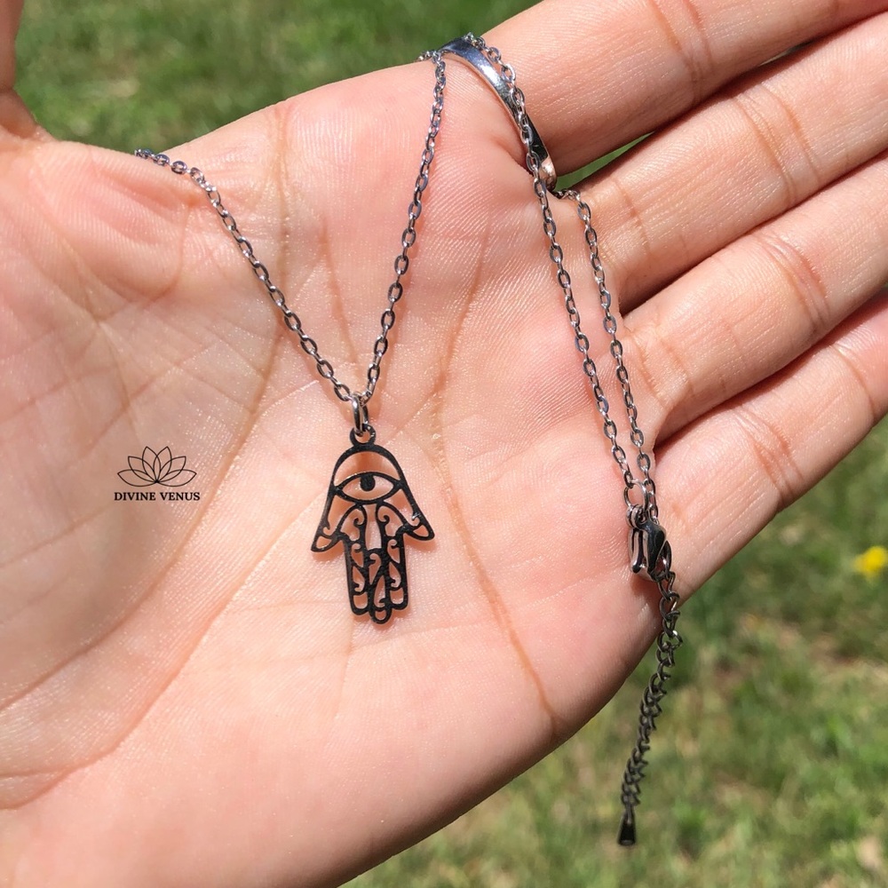 Hamsa Necklace | Stainless Steel Jewelry - Picture 10 of 11